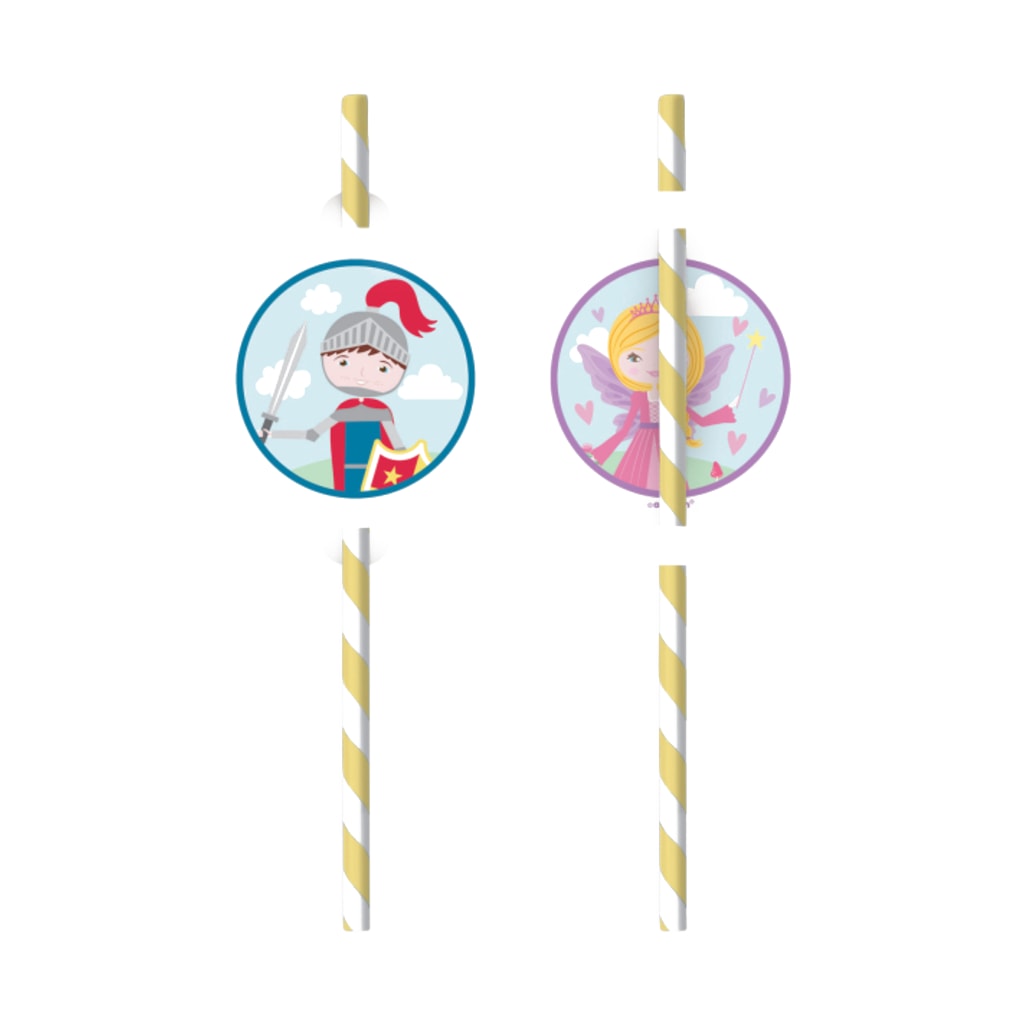 Trinkhalme Prinzessin & Ritter Papier, 8 Stück