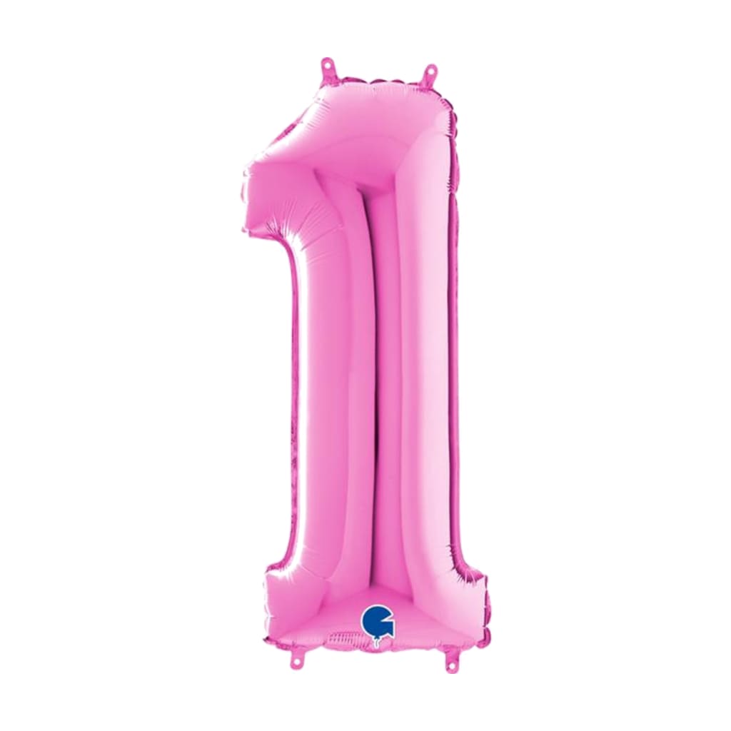 Happy Birthday Ballon Zahl Pink, 66 cm | 1