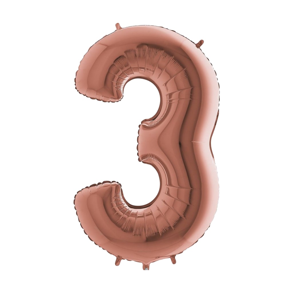 Folienballon Rose Gold, diverse Zahlen, 66 cm | 3