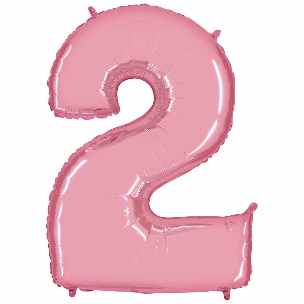 Happy Birthday Ballon Zahl Pastel Pink, 66 cm | 2