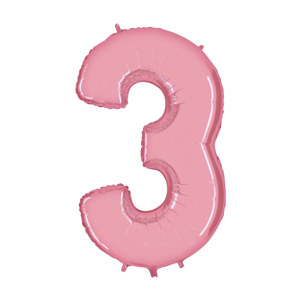 Happy Birthday Ballon Zahl Pastel Pink, 66 cm | 3