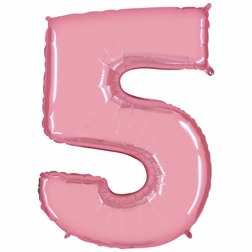 Happy Birthday Ballon Zahl Pastel Pink, 66 cm | 5