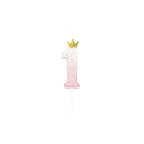 Crown Glitzerkerze, 9,5cm - 1
