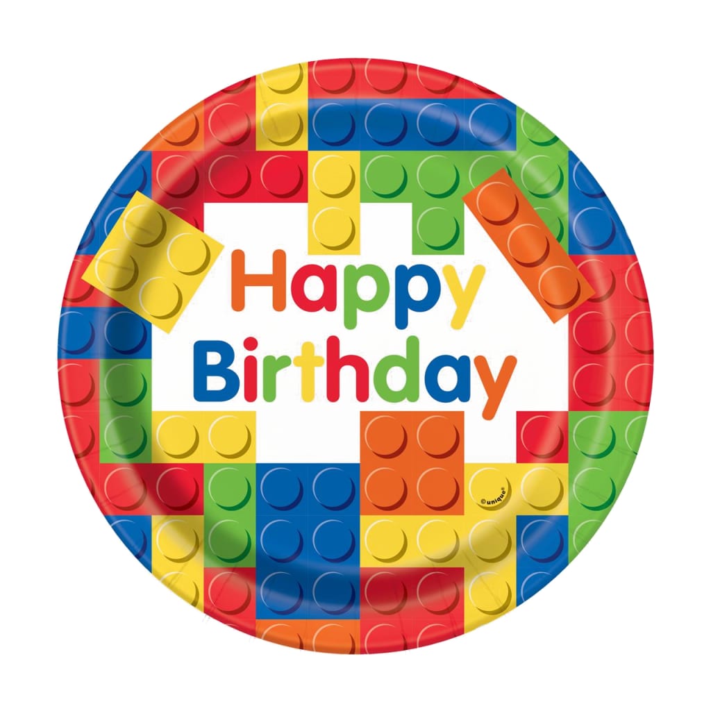 Einwegteller Bausteine 23 cm, 8 Stück