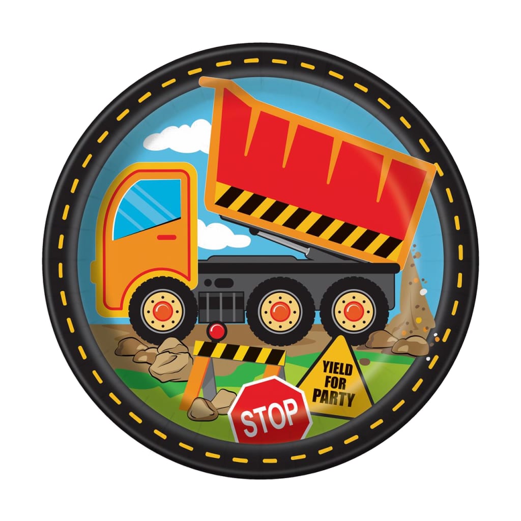 Einwegteller Baustelle 23 cm, 8 Stück