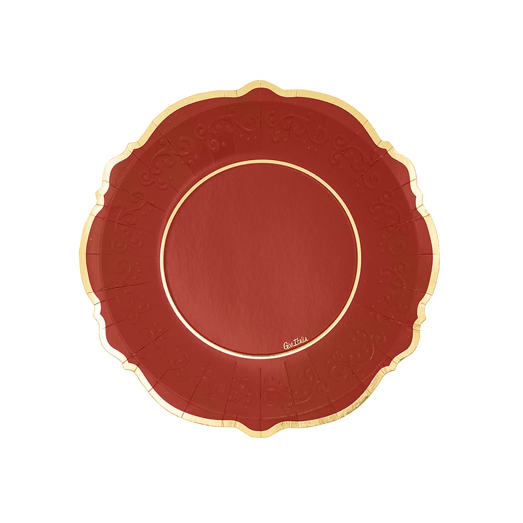 Einwegteller Liberty Rot/Gold 27cm, 8 Stück