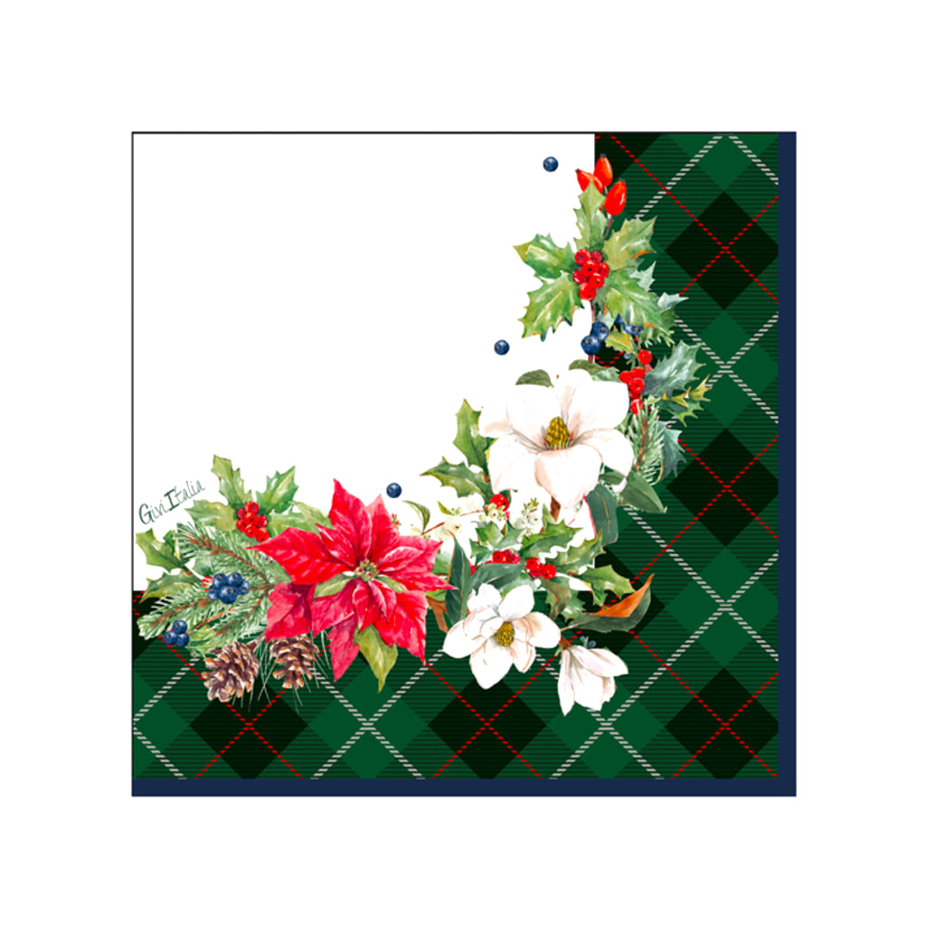 Servietten Christmas in Tartan 33 x 33cm, 16 Stück