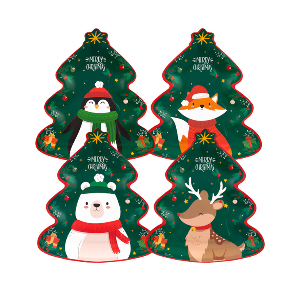 Einwegteller Santas Friends 27x24cm, 8 Stück