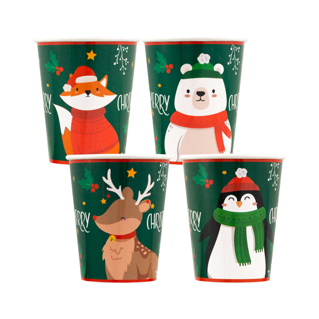 Einwegbecher Santas Friends 250ml, 8 Stück