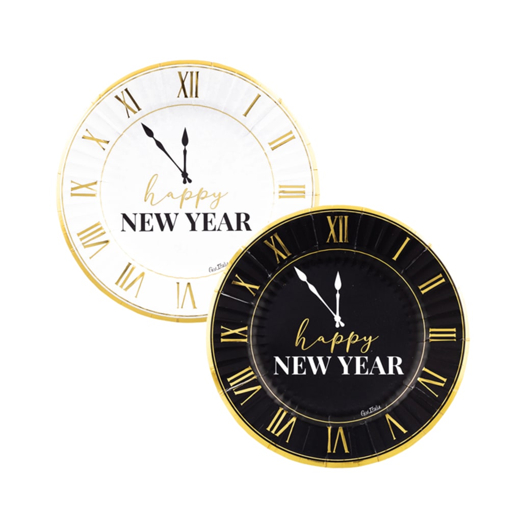 Einwegteller Happy New Year 23cm, 8 Stück