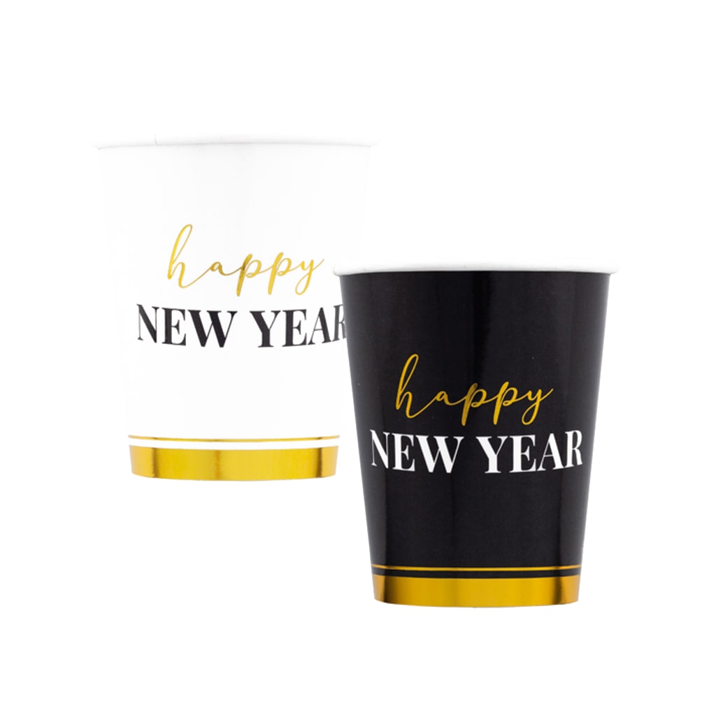 Einwegbecher Happy New Year 250ml, 8 Stück