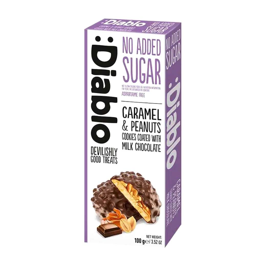 Diablo Caramel & Peanut Coated with Milk Chocolate Cookies, 100g