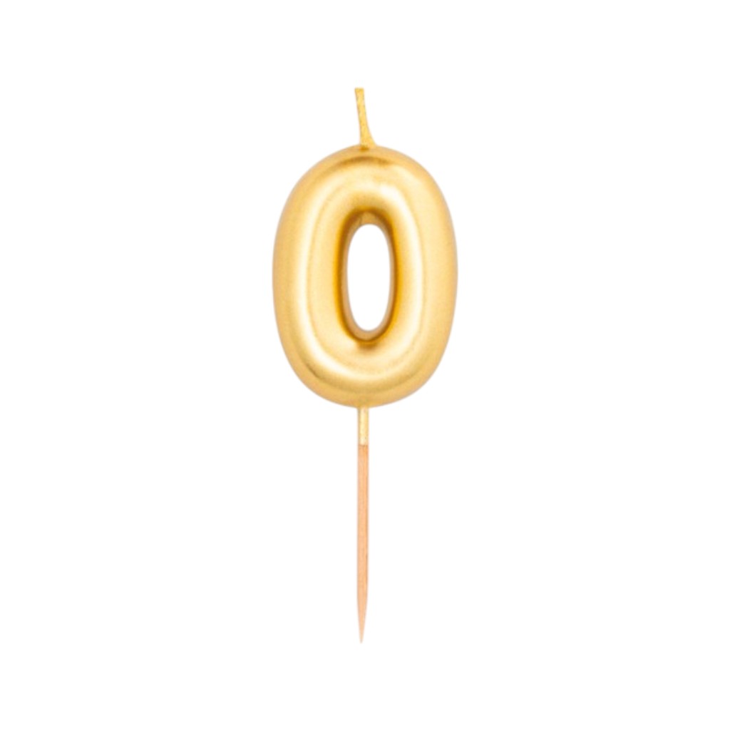 Kerze Zahlen Gold, 8cm | 0