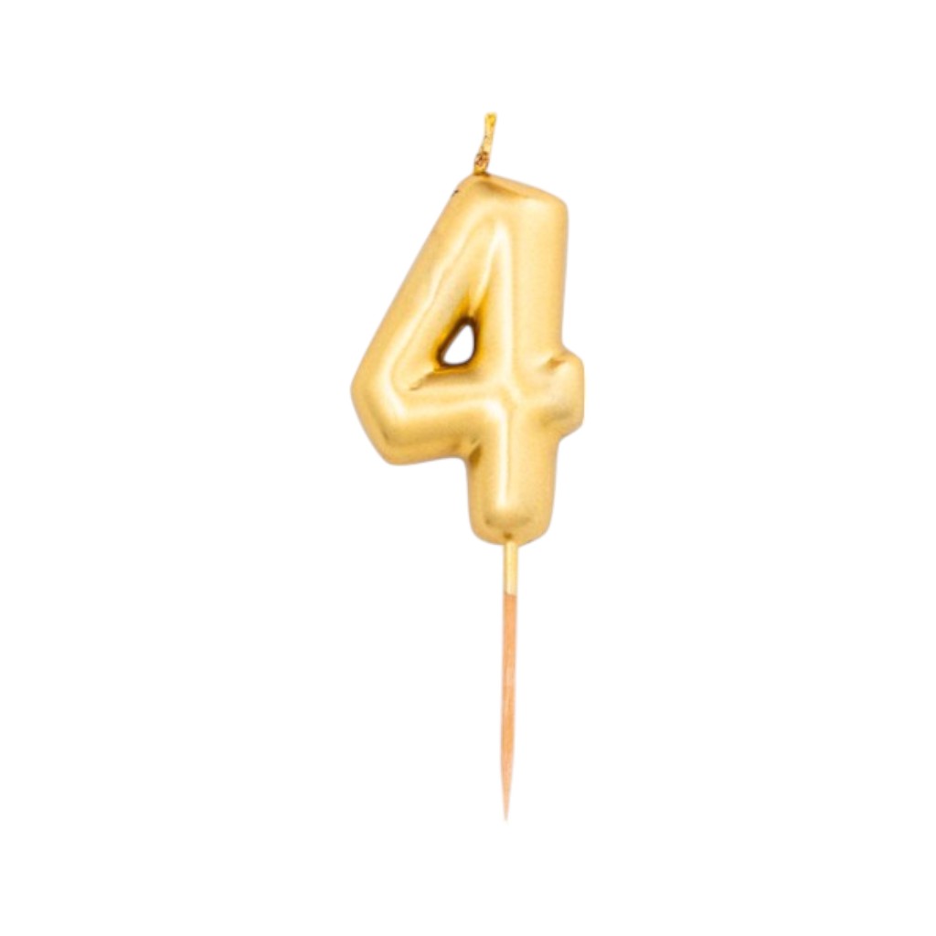 Kerze Zahlen Gold Nr. 4, 8cm