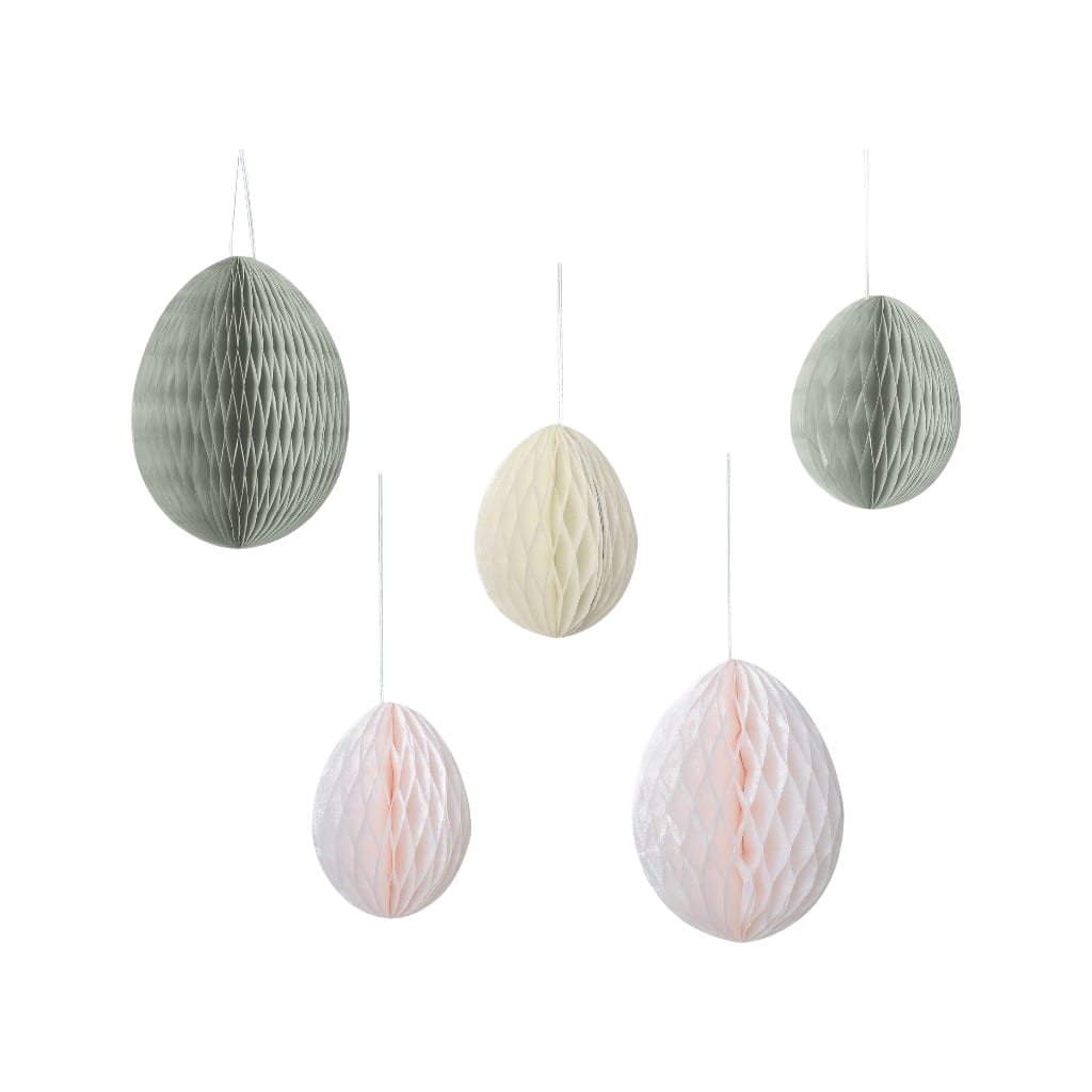 Pastel Honeycomb Hanging Easter Egg, 5 Stück