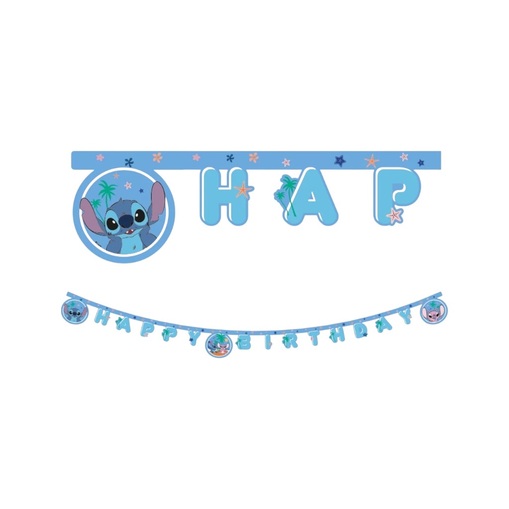 Stitch & Angel Happy Birthday Banner, 1 Stück