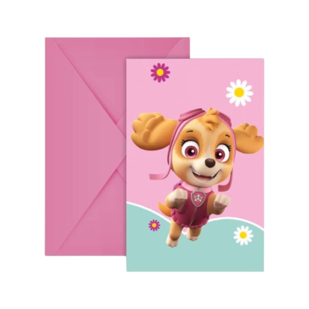 Paw Patrol Skye Einladungen und Umschläge, 6 Stück