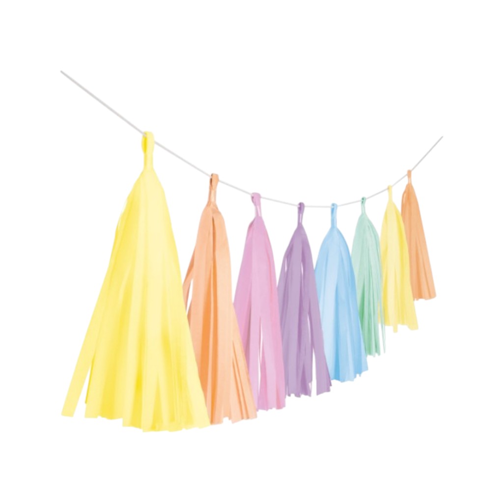 Tassel Girlande Regenbogen Pastell, 304cm