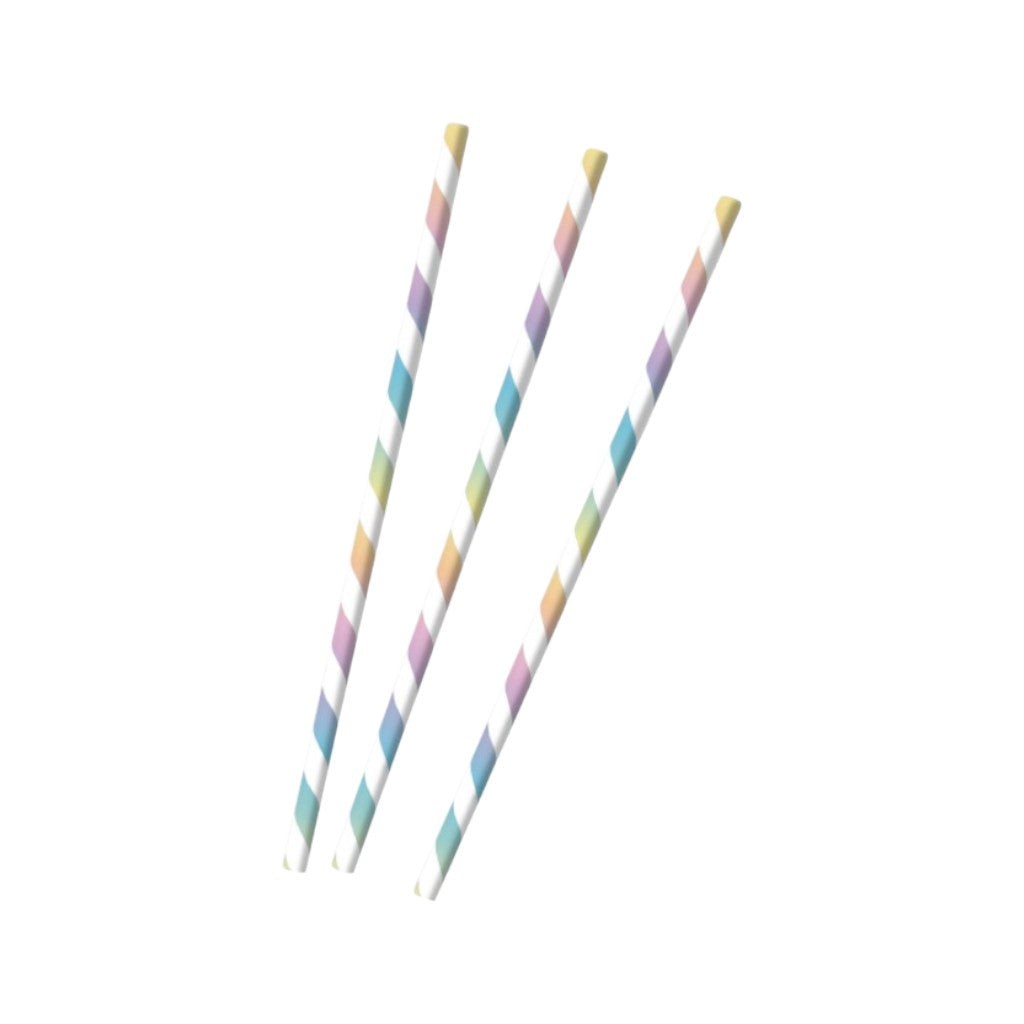 Strohhalm Regenbogen Pastell, 12 Stück