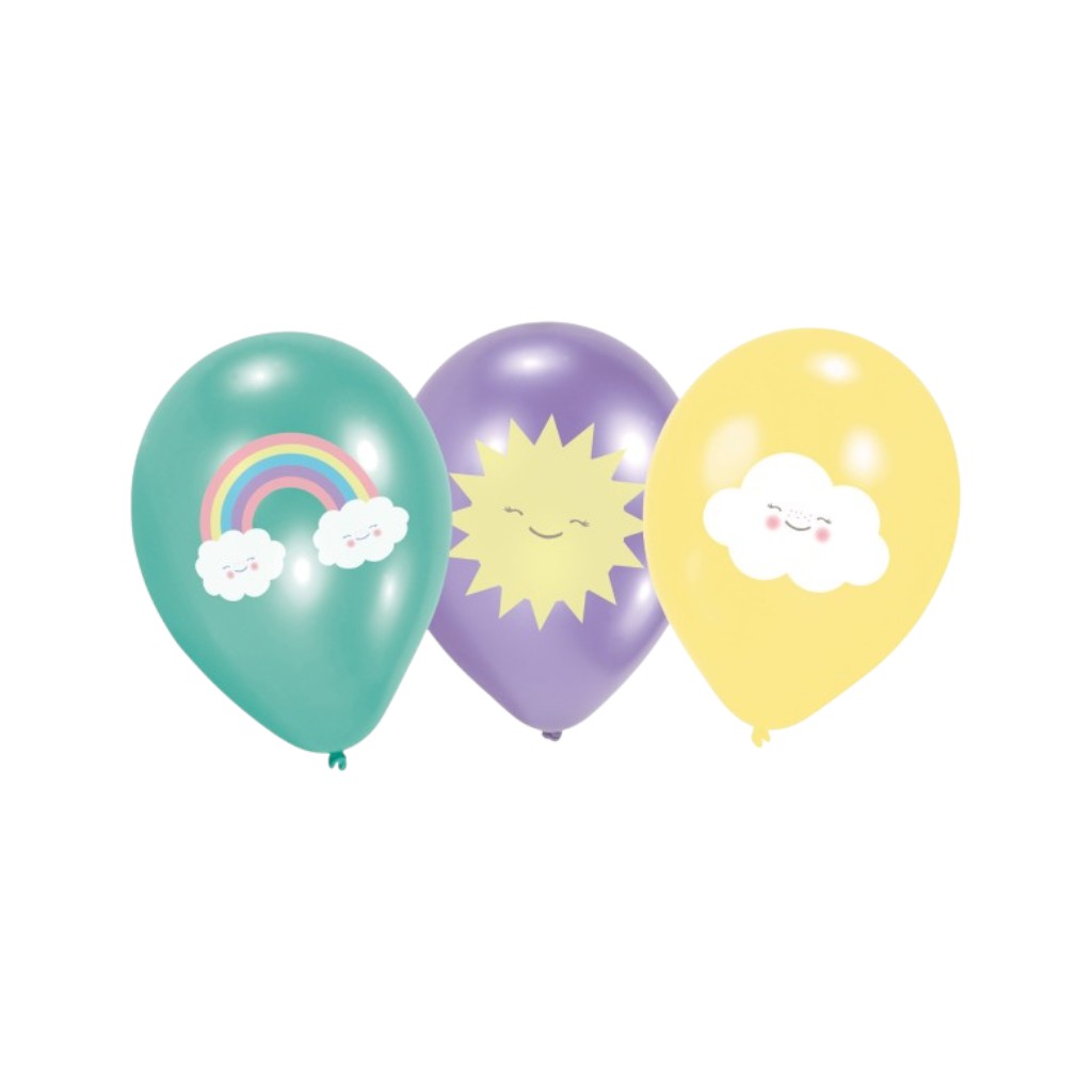 Latexballon Regenbogen & Wolke 27.5cm, 6 Stück