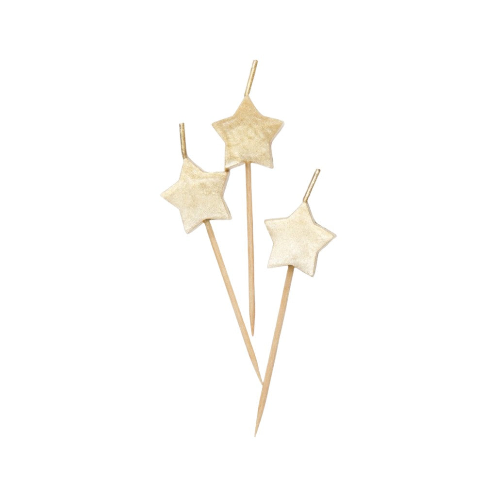 Gold Star Geburtstagskerzen, 6 Stück