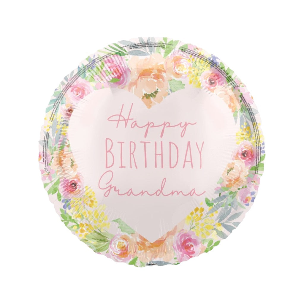 Happy Birthday Grandma Folienballon, 45 cm