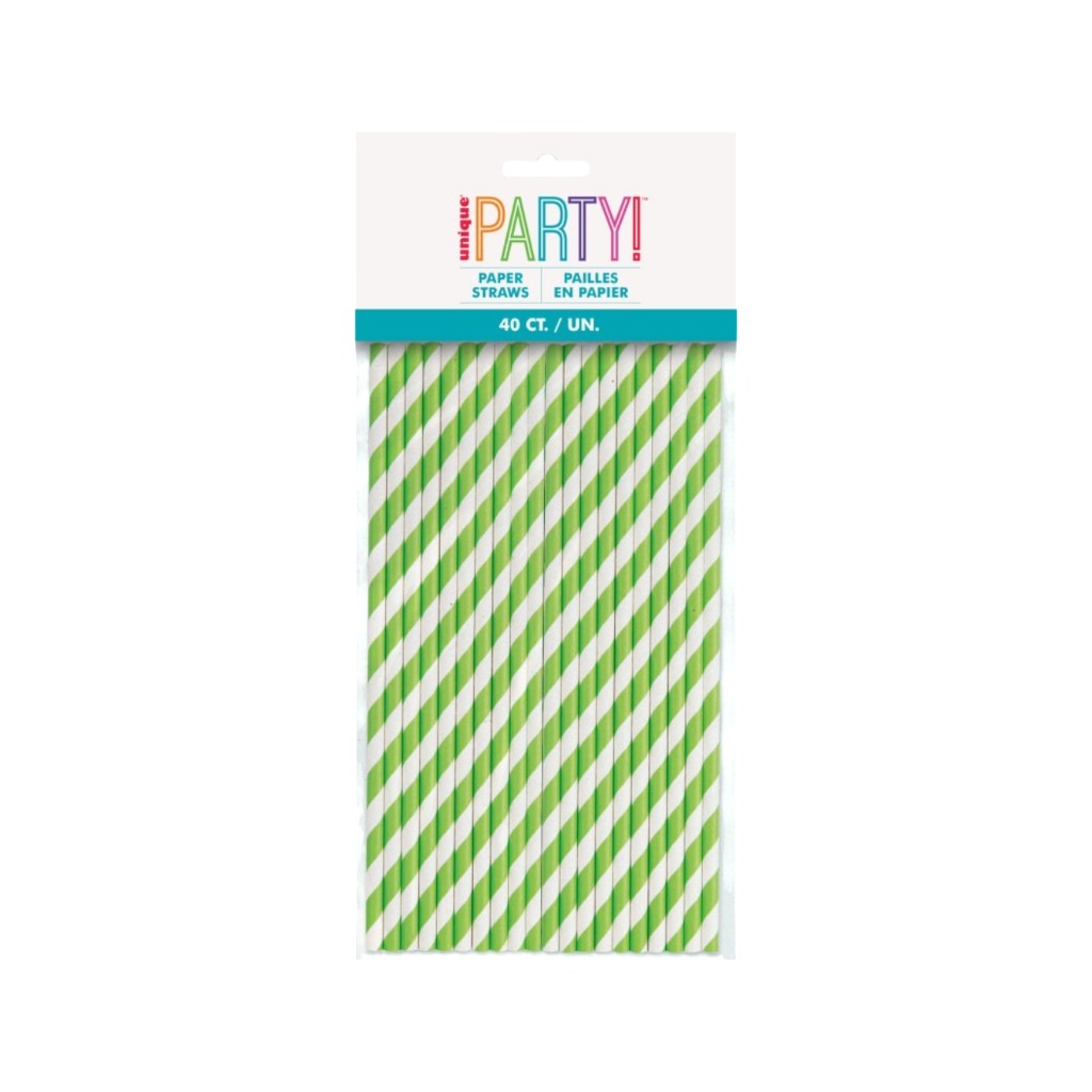 Strohhalm Lime Green gestreift, 40 Stück
