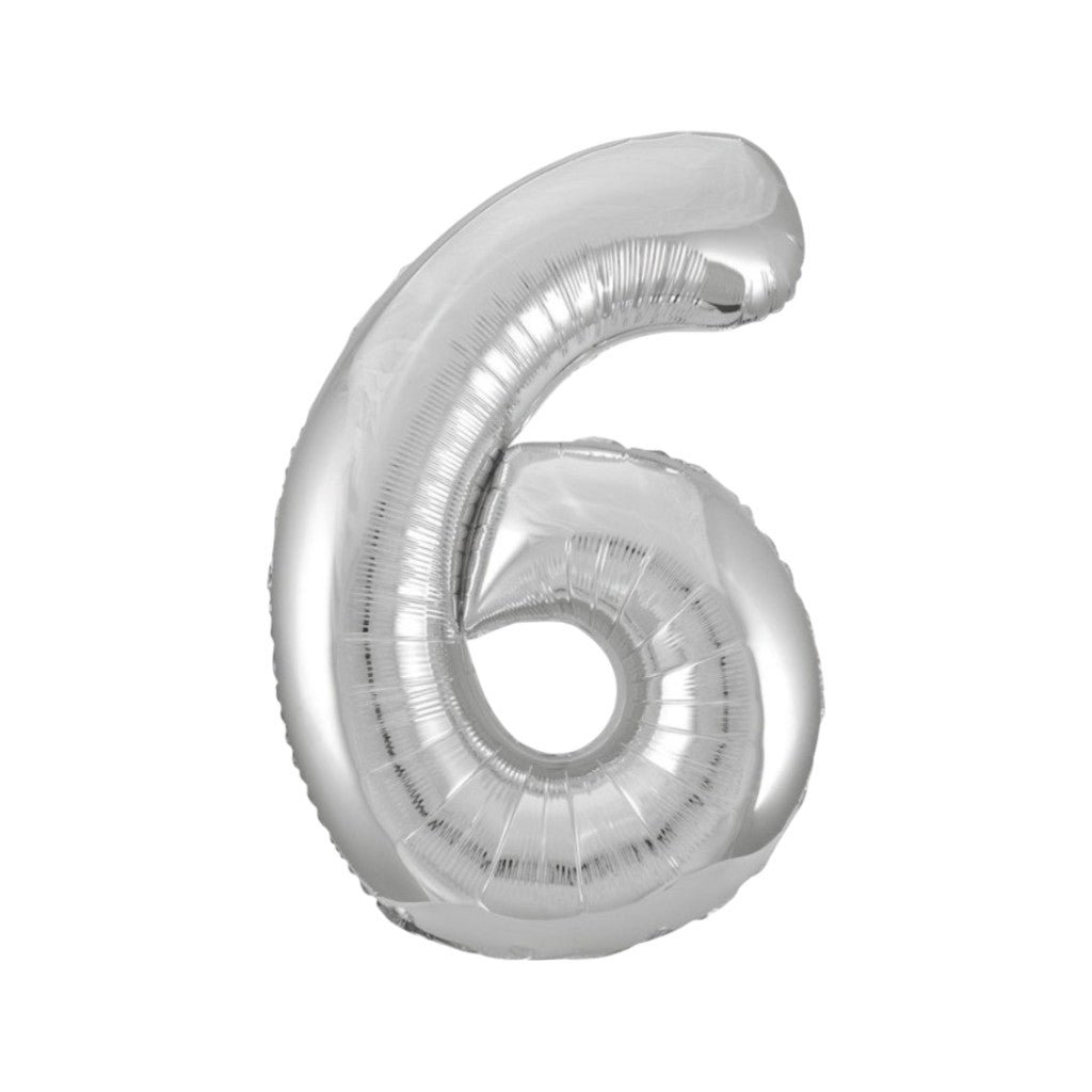 Ballon Zahlen Silber, 86 cm | 6