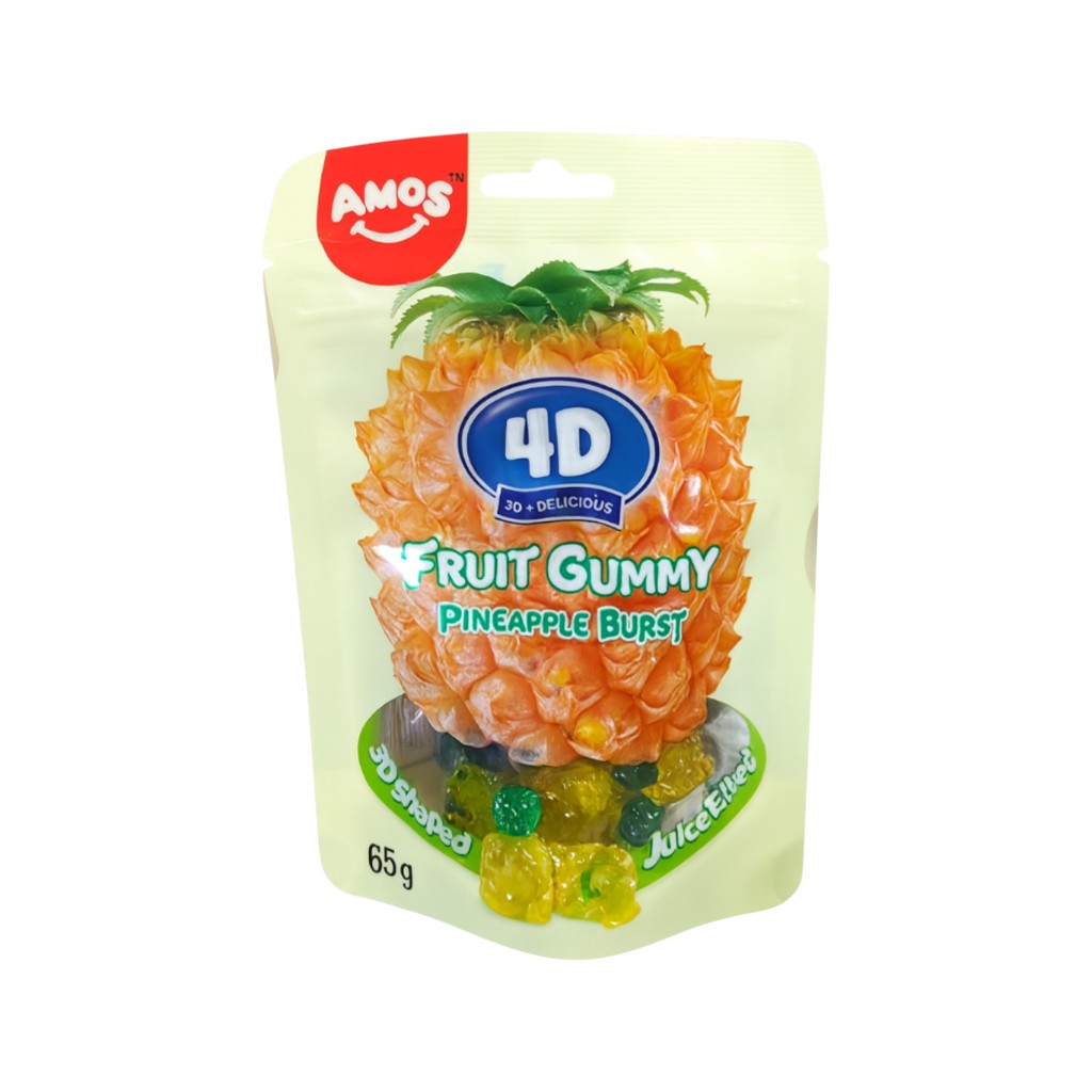 AMOS 4D Fruit Gummy Pineapple Burst, 65g
