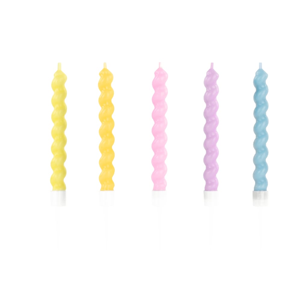 Gedrehte Geburtstagskerzen, 6 Stück