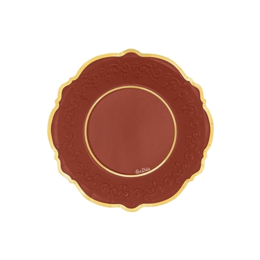 Einwegteller Liberty Rot/Gold 21cm, 8 Stück