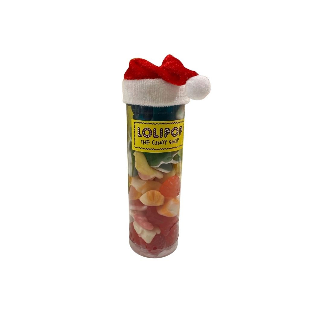 LOLIPOP Fruchtgummiröhre mit Weihnachtsmütze, ca. 240g