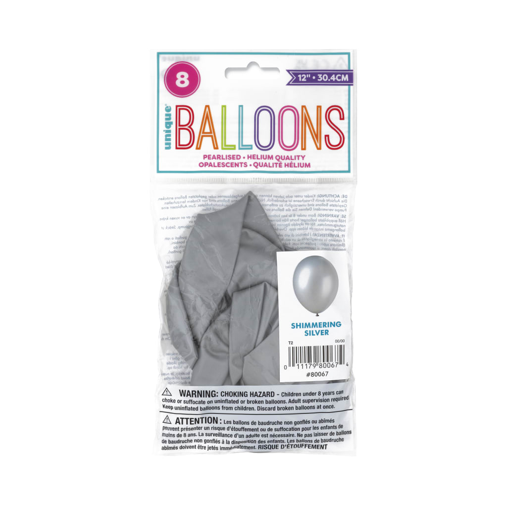 Ballon silbern 30cm, 8 Stück