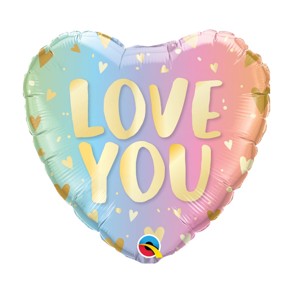 Herz I Love You Ballon Pastell, 46 cm