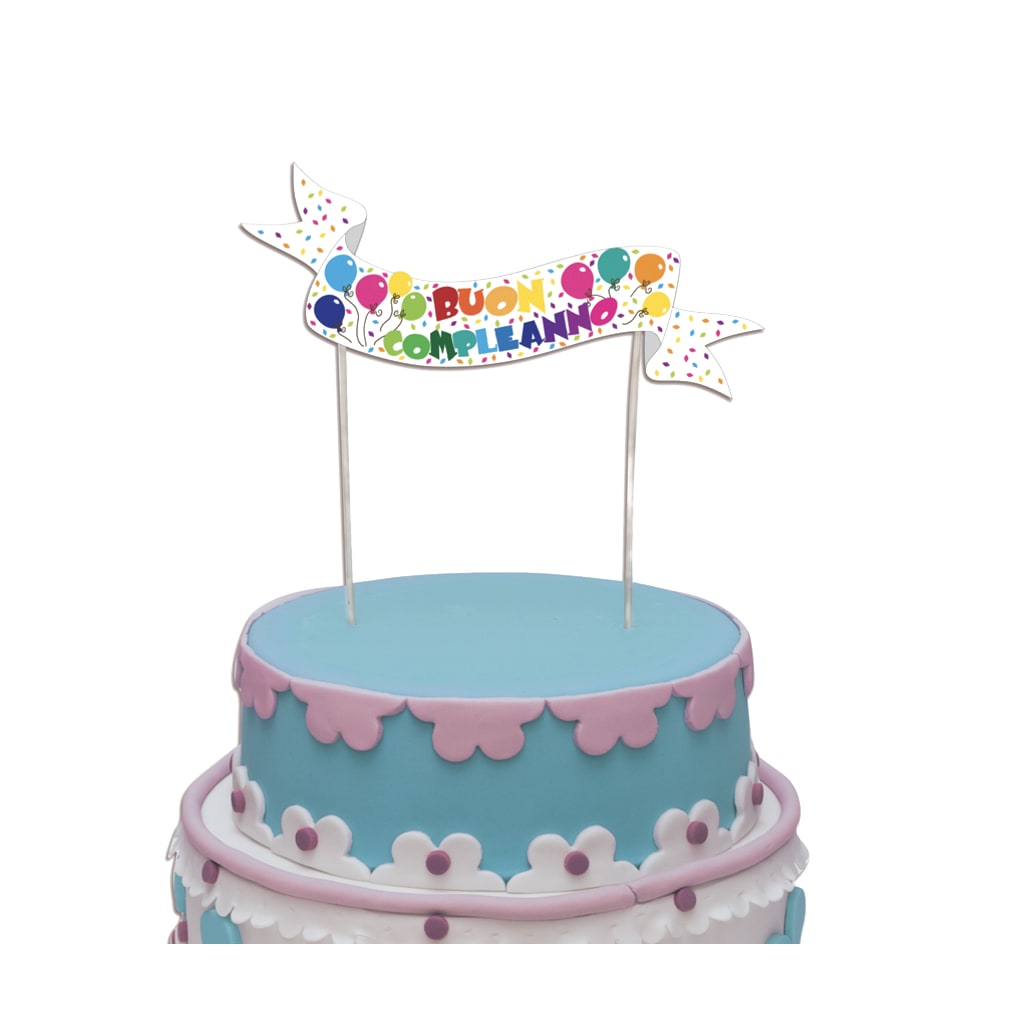 Tortendekoration "Buon Compleanno" Banner 20x8cm, 1 Stück