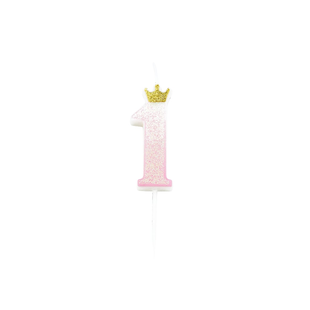 Crown Glitzerkerze, 9,5cm - 1
