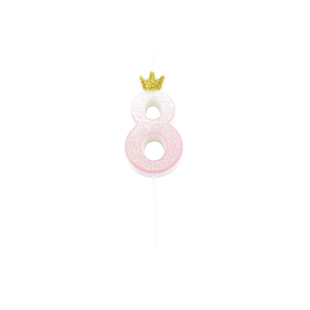 Crown Glitzerkerze, 9,5cm - 8