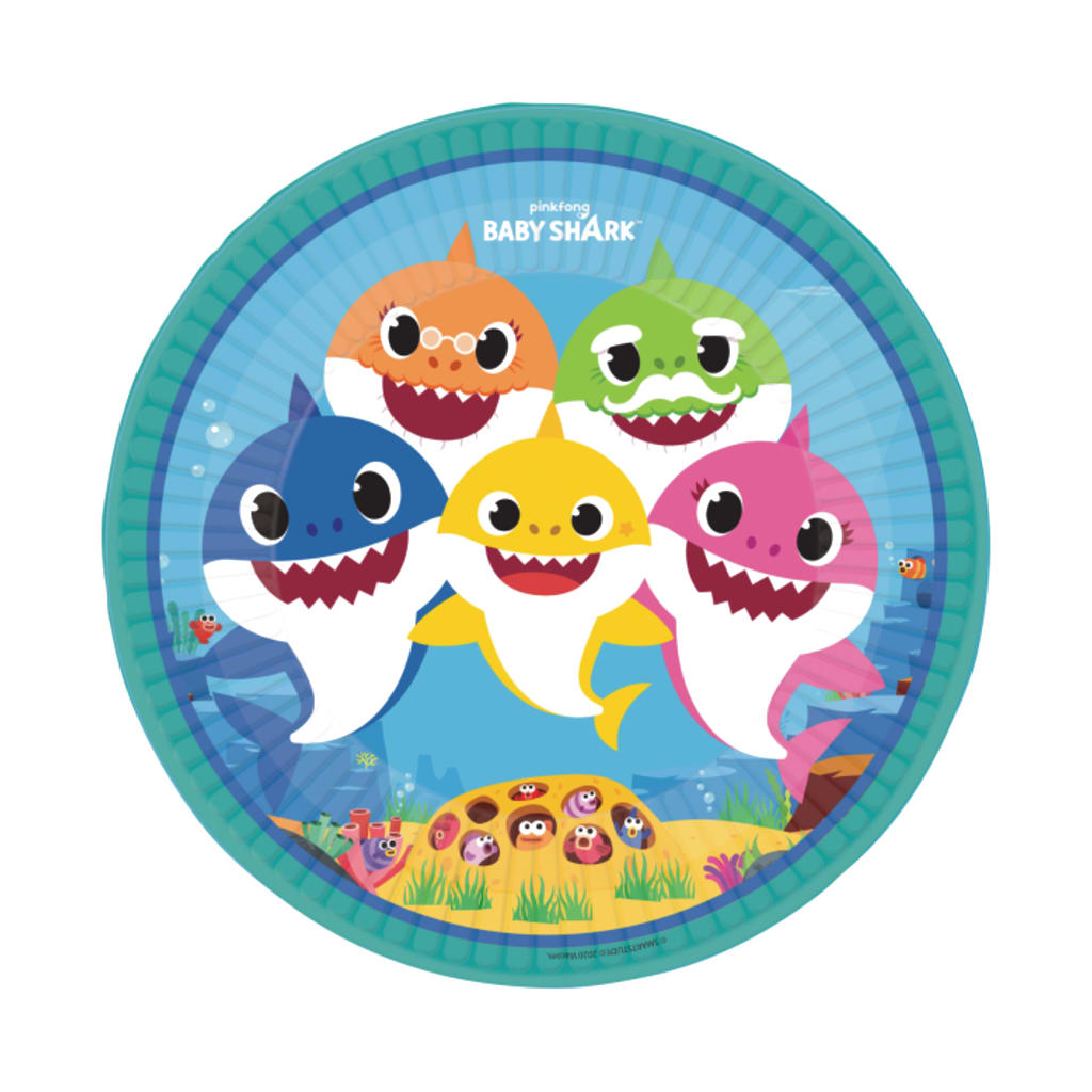 Einwegteller Baby Shark 23 cm, 8 Stück