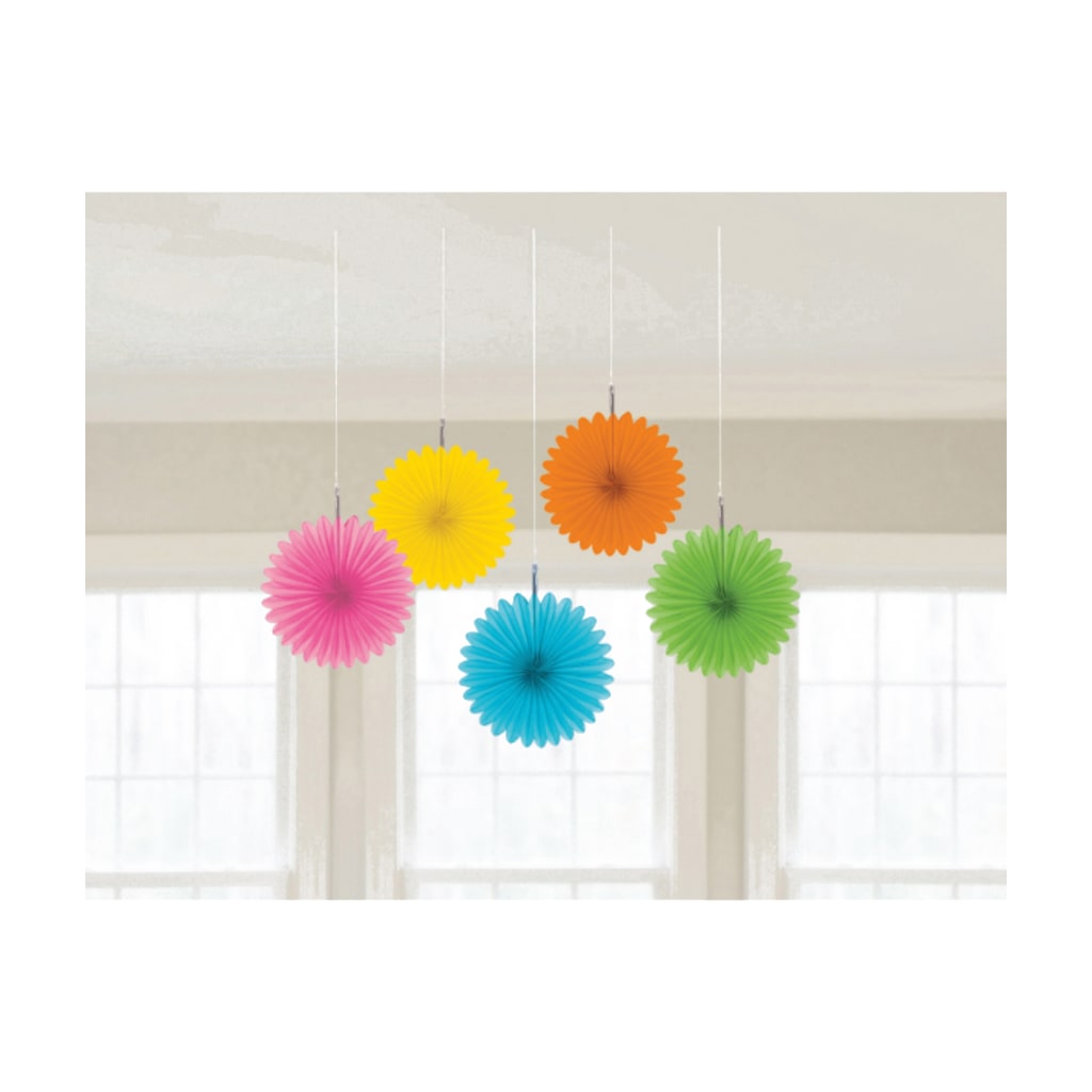 Dekofächer Rainbow Papier 15,2 cm, 5 Stück