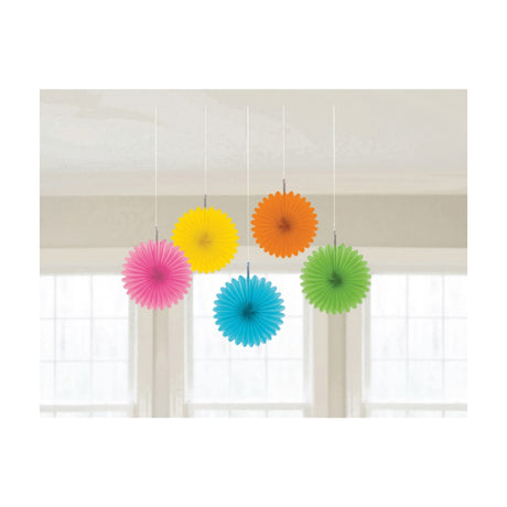 Dekofächer Rainbow Papier 15,2 cm, 5 Stück