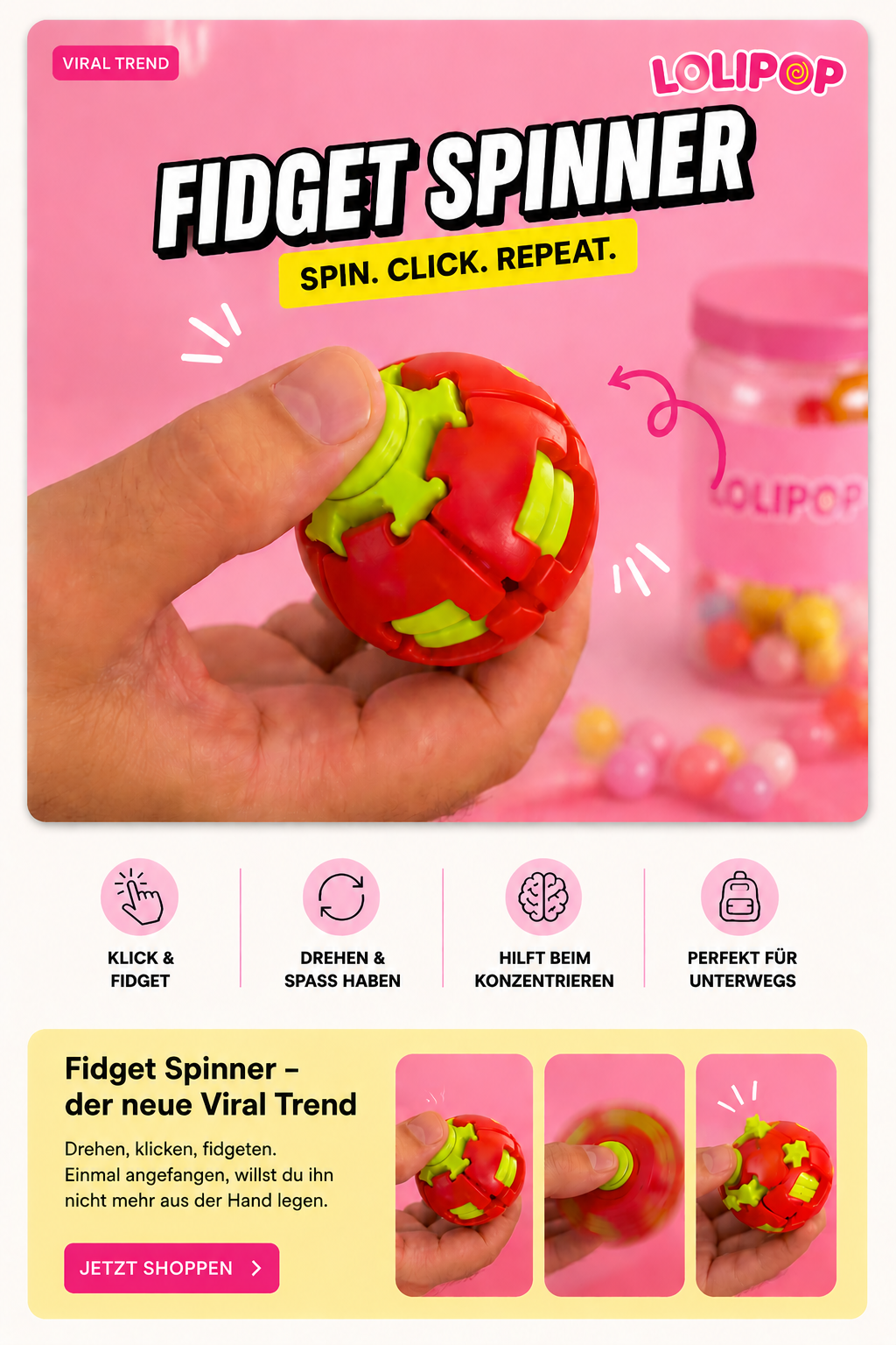 Viral Fidget Spinner Ball, 1 Stück