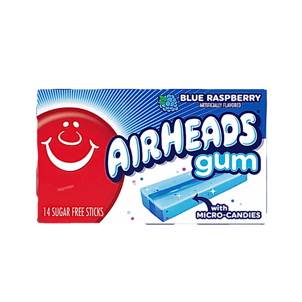 Airheads Blue Raspberry Gum, 33g, Kaugummi mit Micro-Candies