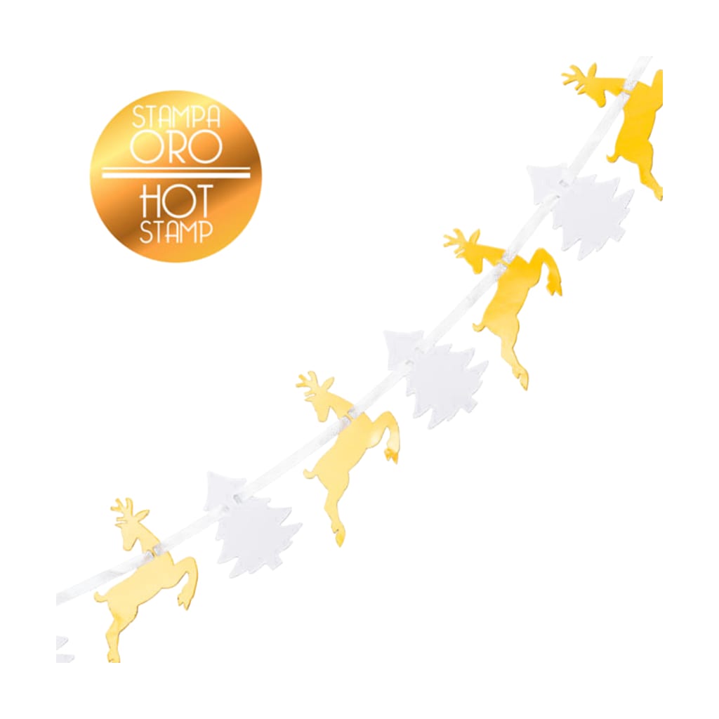 Wimpelkette Christmas Gold/White, 3 Meter