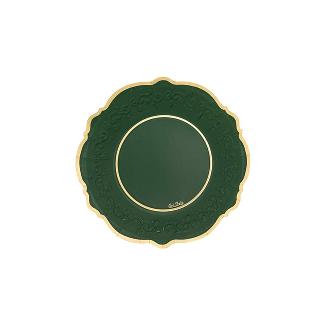 Einwegteller Liberty Grün/Gold 21cm, 8 Stück