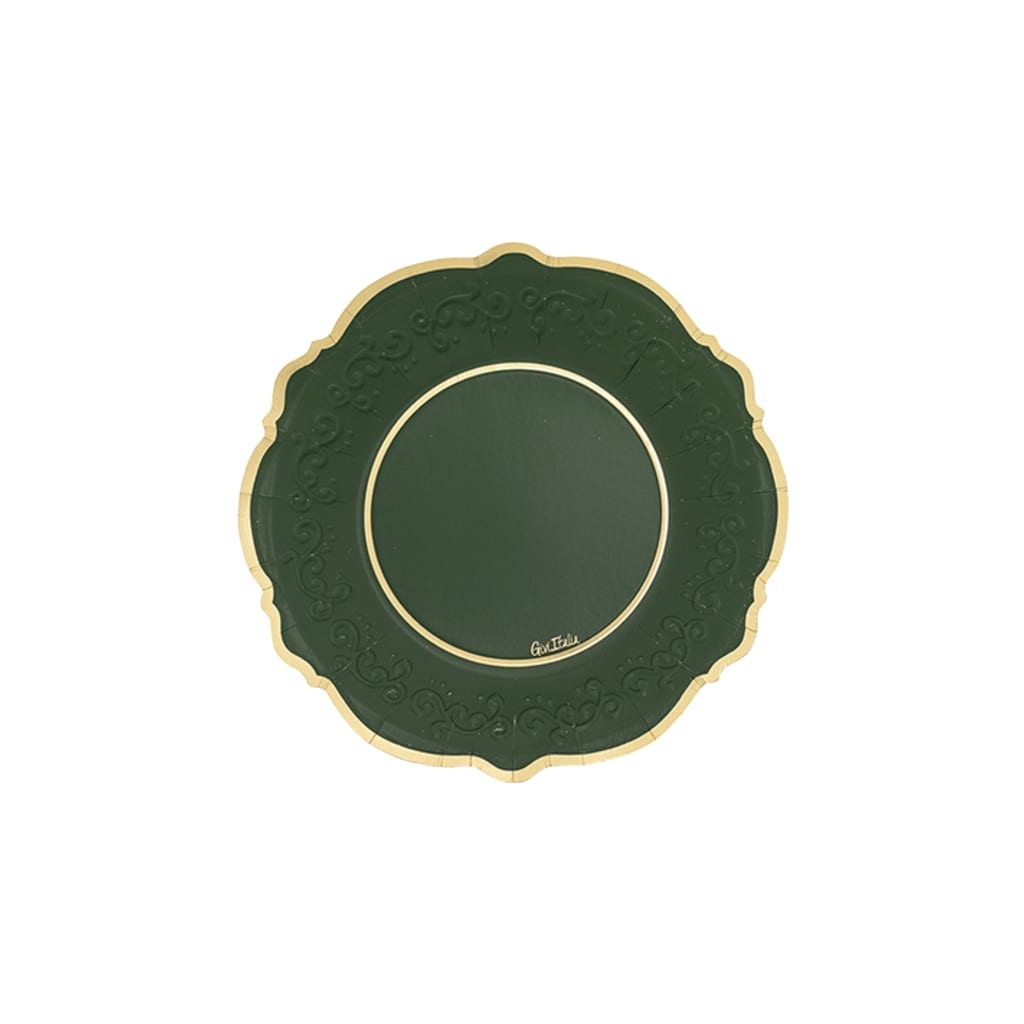Einwegteller Liberty Grün/Gold 21cm, 8 Stück