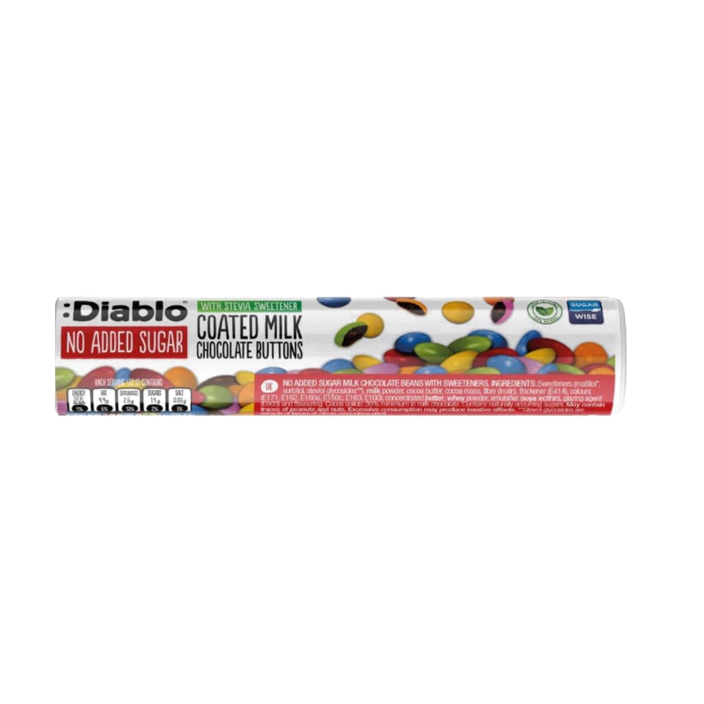 Diablo Coated Milk Chocolate Buttons Tube, 22g