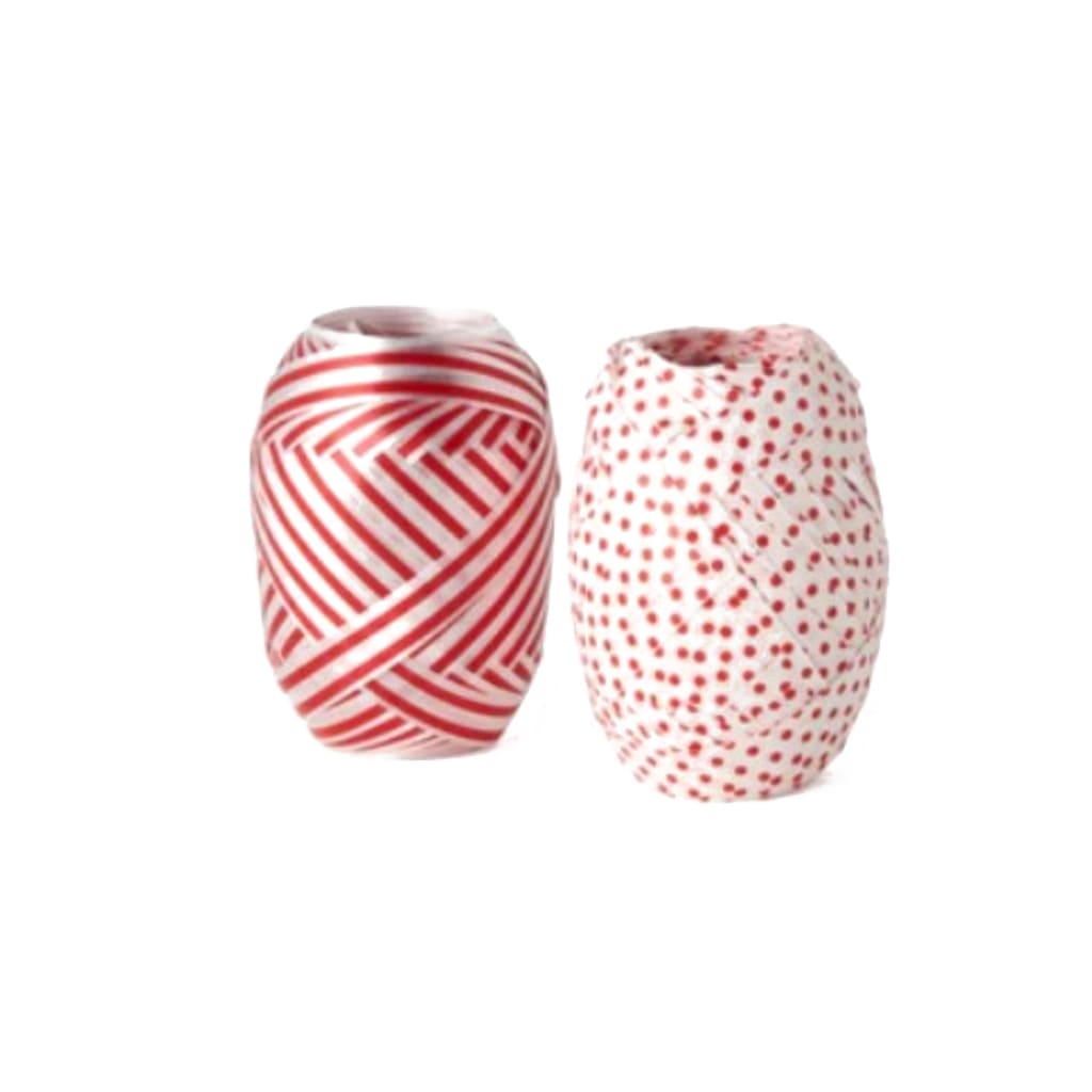 Geschenkband rot gestreift und rot gepunktet, 10mm