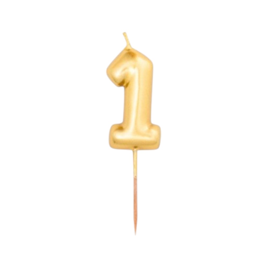 Kerze Zahlen Gold, 8cm | 1