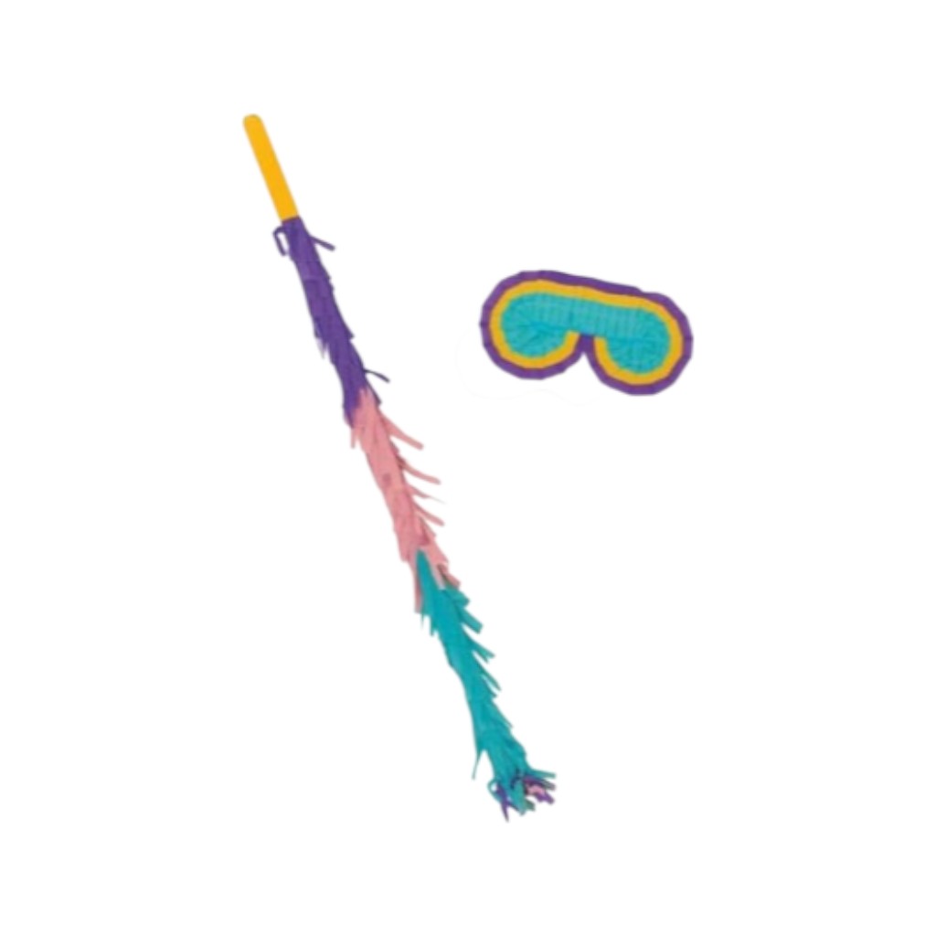 Piñata Schlagstock 51cm & Augenbinde, 1 Stück