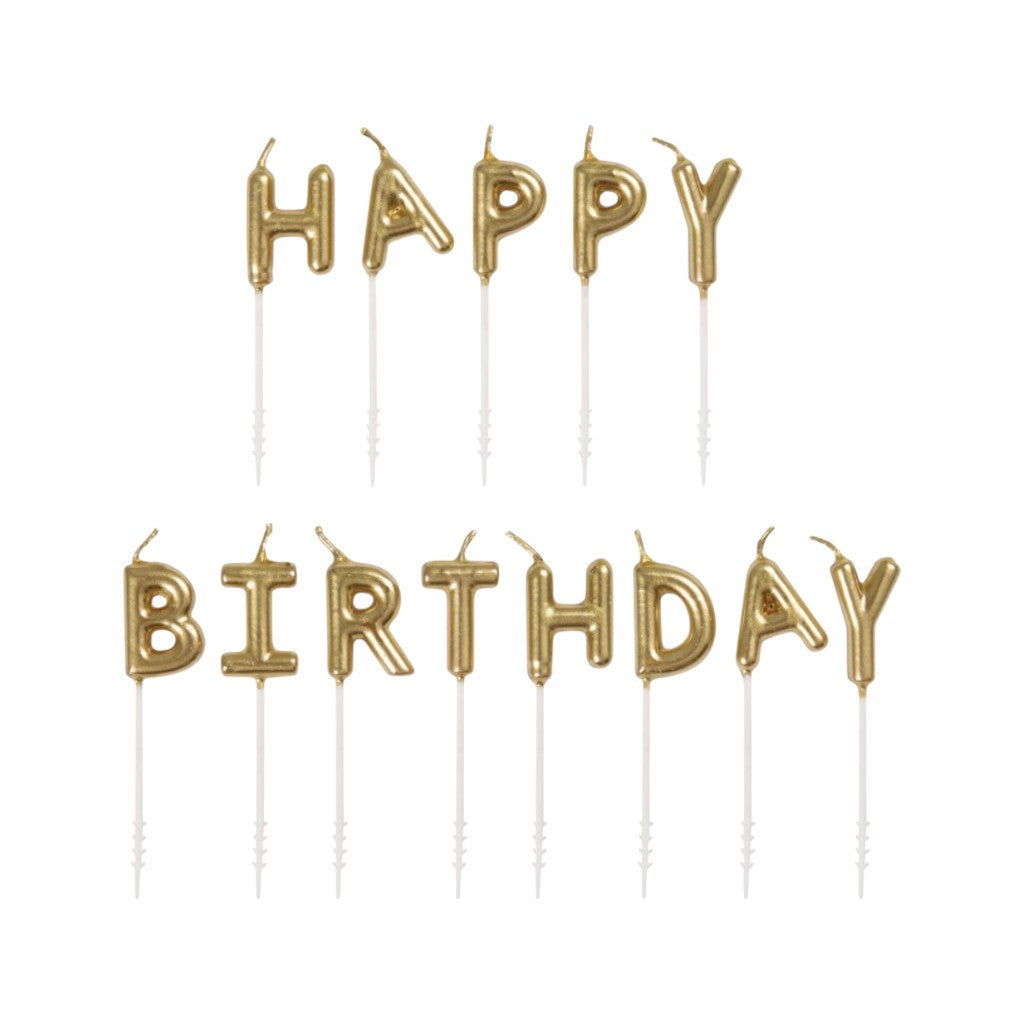 Happy Birthday Kerzen Gold